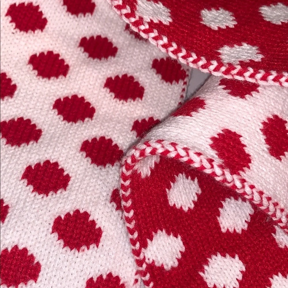 Disney Minnie Mouse Knit Patch Embellished Embroidered Polka Dot Winter Scarf